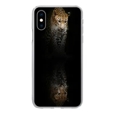 Produktbild von MuchoWow® Handyhülle Schutzhülle Hülle für iPhone X Leopard - Reflexion - Schwarz Silikon Softcase Handy Hülle - Handyhülle