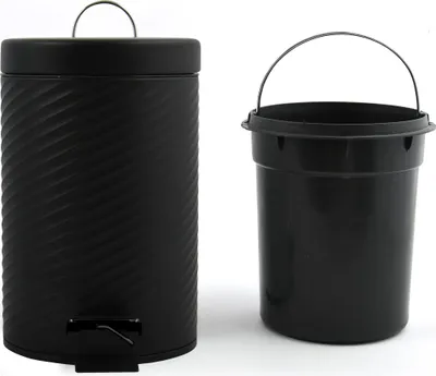 Produktbild von spirella Treteimer Mülleimer Kosmetikeimer Abfalleimer aus Edelstahl 3L - Schwarz- Ajan