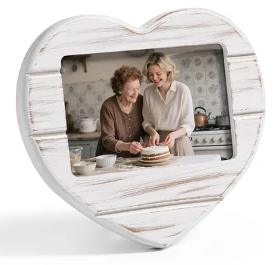 Image de Cadre photo en forme de cœur, 10 x 15 cm - Cadre photo en bois - Cadre pour table ou mur - Décoration - Fabriqué en MDF durable - Idéal pour les mariages et les anniversaires