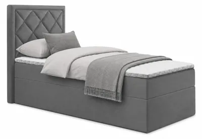 Produktbild von Bett, Boxspringbett DORMI MINI 90x200 cm mit Bettkästen, Ohne Topper (Dunkelgrau: Itaka 14)