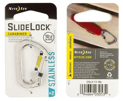 Produktbild von Nite Ize SlideLock, Gerades Tor, Verschlusskarabiner, Offset-D, Edelstahl, Edelstahl, 28 mm
