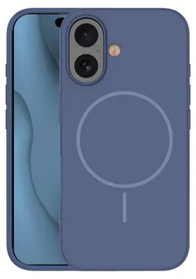 Immagine prodotto di Custodia in silicone sottile con magnete per iPhone 16 6,1", colore blu scuro
