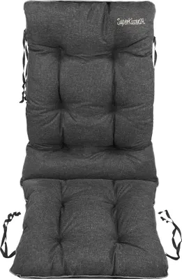 Produktbild von SuperKissen24. Stuhlkissen Sitzkissen und Rückenkissen für Stühle 48x48x75 cm - Outdoor und Indoor - Wasserdicht - Schwarz Leinen