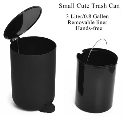 Immagine prodotto di Set di accessori per il bagno, 5 pezzi, colore nero, composto da: cestino da 3 litri, dispenser per sapone, spazzola per WC, ideale per il bagno
