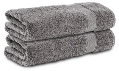 Produktbild von Komfortec 2er Set Duschtücher, 70x140cm Größe, Doppelpack,%100 Baumwolle, Handtücher, Frottee, Weich, Saugstark, Anthrazit