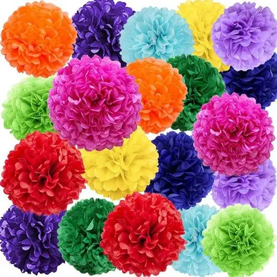 Immagine prodotto di Set Azomor con 20 pompon di carta colorati per decorazioni festive