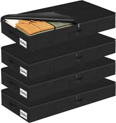 Obrázok produktu pre Úložné boxy pod posteľ 85 x 40 x 12 cm, 4 ks, s vekom a zipsom, na oblečenie
