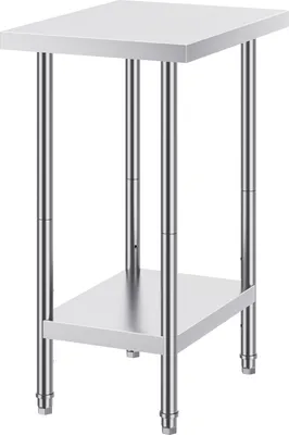 Zdjęcie produktu dla Stół przygotowawczy ze stali nierdzewnej SucceBuy, 61 x 45 x 86 cm, nośność 290 kg, solidny metalowy stół roboczy z 3 regulowanymi poziomami wysokości, komercyjna stacja robocza do kuchni, garażu, restauracji