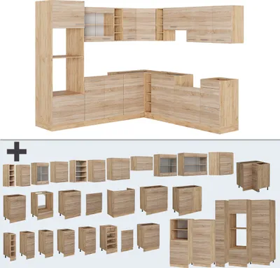 Produktbild von Eckküche Vicco R-Line Sonoma/Goldkraft Eiche 247 x 237 cm, AP Eiche, Model 53993
