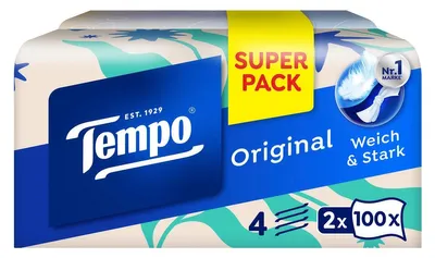 Productafbeelding van Zakdoekendoos, duo-verpakking, 4 lagen, 2 x 100 stuks