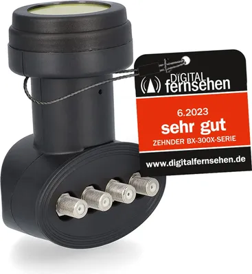 Produktbild von Zehnder Quad LNB Sun Protect | BX3004 - 4 Teilnehmer mit Wetterschutzkappe zum herausziehen - 40mm Feed - 4K Ultra HD - Satellite LNB - Digital - 4Fach - 4G 5G LTE Abschirmung