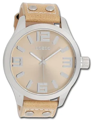 Imagen del producto de Reloj de hombre Oozoo, correa de cuero beige, movimiento de cuarzo, esfera analógica, modelo D3UOC1005A