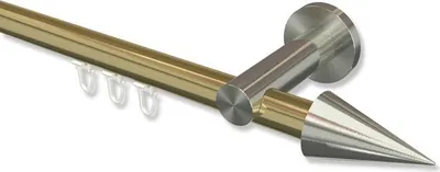 Produktbild von Interdeco Innenlaufstange, Gardinenstange mit Innenlauf Messing-Optik / Edelstahl-Optik Modell Platon Savio, 20 mm Ø 1-läufig, 180 cm