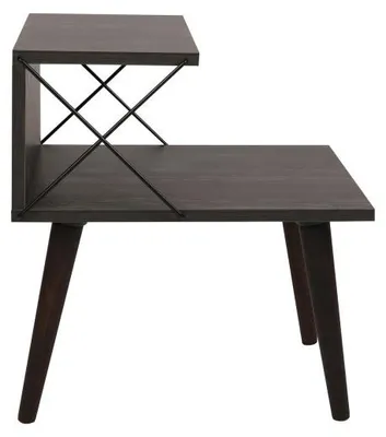 Image de Table de chevet Table de nuit Bois MDF mélaminé Marron foncé L 50 cm avec étagère Industriel