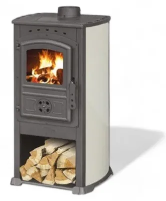 Immagine prodotto di Stufa riscaldamento a legna con struttura in acciaio 7,3 kW -  beige