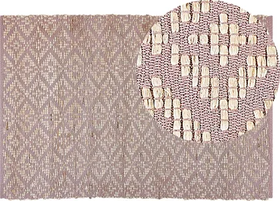 Obrázok produktu pre BELIANI Koberec béžová a ružová bavlna juta 140 x 200 cm geometrický vzor rustikálny boho