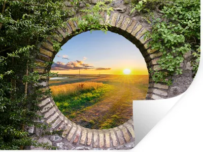 Produktbild von MuchoWow® Wandtattoo Wandsticker Wandaufkleber Landleben - Ausblick - Sonne 80x60 cm Selbstklebend und Repositionierbar - Faltenfrei