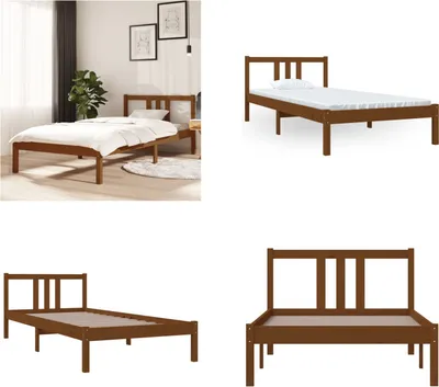Produktbild von vidaXL Massivholzbett Honigbraun 90x200 cm - Bettrahmen - Bettgestell - Bett - Holzbettrahmen