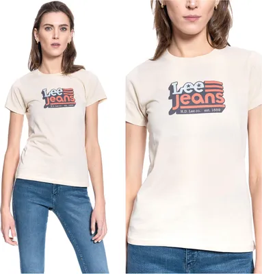 Produktbild von LEE Damen, T-Shirt CREW NECK TEE, XS, Beige, sport, tshirt, shirt