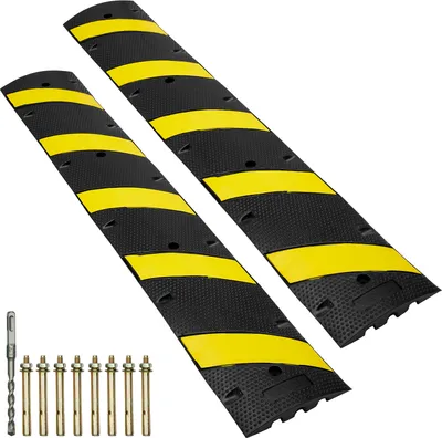 Produktbild von VEVOR 2er-Set 2-Kanal-Kabelschutzrampe Kabelbrücke Gummi Schlauchbrücke 183 x 30 x 4,5 cm Überfahrschutz 10000 kg (pro Achse) Tragfähigkeit Kabel Rampe Anti-Rutsch-Design Ideal für Parkplätze