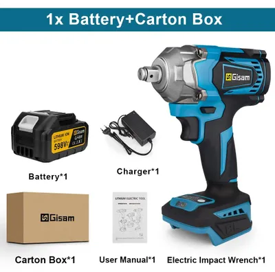 Immagine prodotto di Avvitatore a percussione – Avvitatore a percussione a batteria, attacco quadrato da 1,27 cm, coppia di 1200 Nm, motore brushless, batteria da 18V, 6800 giri/min, 1 batteria inclusa