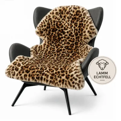 Immagine prodotto di Tappeto in vera pelle di agnello "Schaffell Audrey", 100% lana di pecora, dimensioni 90 x 60 cm, motivo leopardo, ideale come copridivano