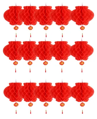 Productafbeelding van Set van 15 papieren lantaarns - rood