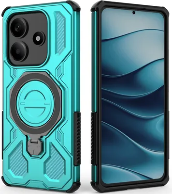 Obrázek produktu pro Odolný kryt na mobil pro Xiaomi Redmi Note 14 5G, robustní pouzdro s prstenovým stojánkem, magnetický držák a stojánkem mátově zelená