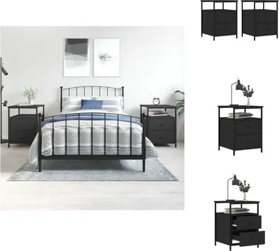 Obrázek produktu pro vidaXL Noční stolky 2 ks černé 44x45x60 cm materiál na bázi dřeva - Noční stolky