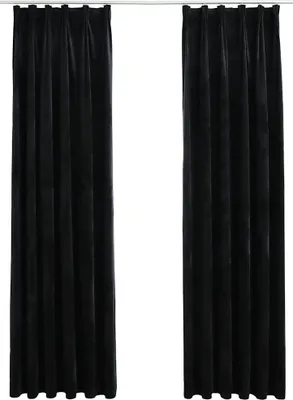 Produktbild von vidaXL Verdunkelungsvorhänge mit Haken 2 Stk. Samt Schwarz 140x225 cm