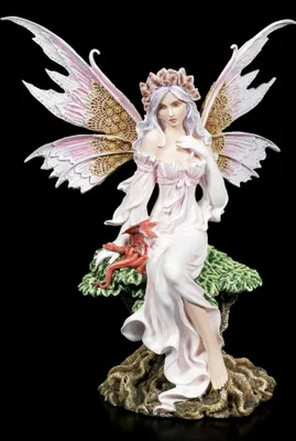 Produktbild von Große Elfen Figur - Phina mit rotem Drachen