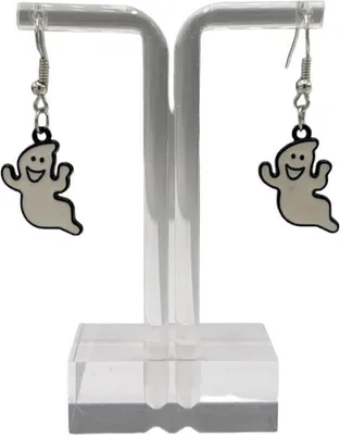 Produktbild von Halloween Ohrhaken im gruseliger Geist Design in weiß schwarz