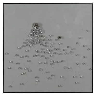 Produktbild von Abstraktes Gemälde in Weiß und Silber – 100 x 100 cm – Leinwand mit Polystyrolrahmen
