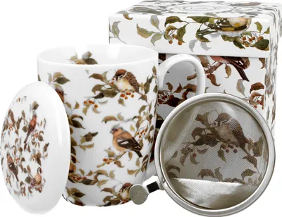 Produktbild von DUO ANIMALS Becher 380 ml BIRDIES mit Teesieb, New Bone China Porzellan
