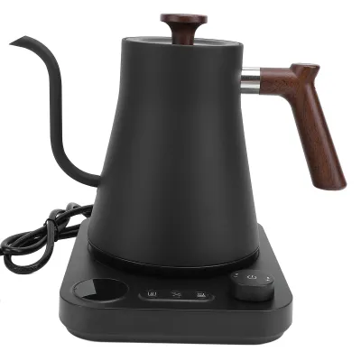 Immagine prodotto di bollitore elettrico a collo d'oca da 1200W, acciaio inox 304, controllo preciso della temperatura, display LCD e timer, caffettiera versabile, nero