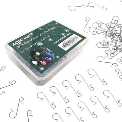 Produktbild von Famanu S-Haken für Weihnachtsdekoration - 120 silberne Schnellhänger