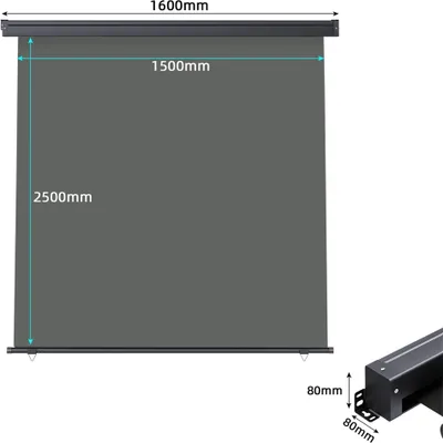 Produktbild von Mucola Markiza pionowa 160x250 cm Markiza antracytowa Markiza balkonowa z korbą boczną Markiza boczna Osłona przed wiatrem Markiza pionowa