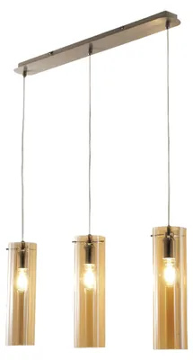 Immagine prodotto di Lampada a Sospensione Sintesi in Metallo e Vetro Soffiato Ambra, 3x E27, Design Moderno ed Elegante per Illuminazione d'Interni IP20