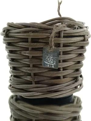 Produktbild von VAN DER LEEDEN DRYPOT® Rattan Pflanzgefäß Grau ca. Ø 17 cm - Sylter Körbe