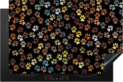 Produktbild von KitchenYeah© Herdabdeckplatte Muster - Hunde - Pfoten - Jungen - Mädchen - Kinder - Kinder , 81x52cm, Küche Deko, Glaskeramikkochfeld Herdabdeckung, Abdeckplatte fùr Kochfeld