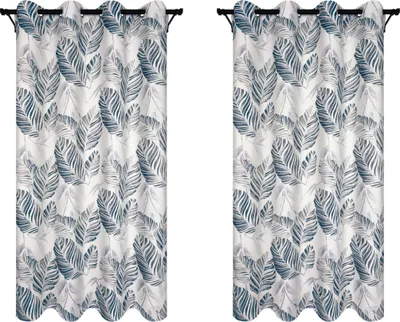 Produktbild von Vorhänge mit Ösen 140x280 cm 2 Stücke Fertige Vorhänge mit Blättern Muster blickdichte Gardinen für Wohnzimmer