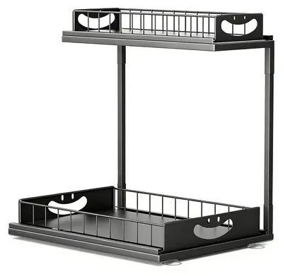 Image de Organisateur de placard extensible, 2 niveaux - Noir