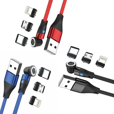 Produktbild von RealPower Magnetic cable 3 Amp Set,1m,3 Kabel mit Adaptern