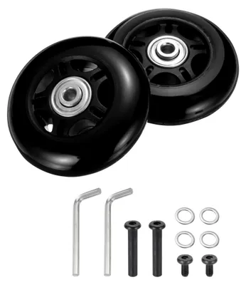 Produktbild von 2 Stück Ersatzrollen für Koffer, 75 x 24 mm Gummi Schwenkrollen für Reparatur, Schwarz
