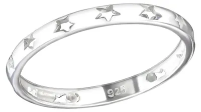 Produktbild von Ring Sterne: 925 Silber Bandring 56 (17.8 mm Ø)