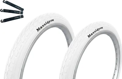 Image de Pneus de vélo Maxxi4you 2 x HY-159 en blanc 47-406 (20 x 1.75) y compris démonte-pneus maxxi4you