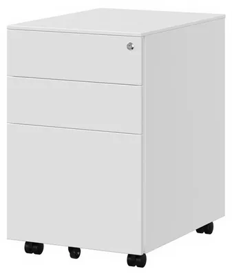 Immagine prodotto di Contenitore su ruote con 3 cassetti, da posizionare sotto la scrivania | Bianco | 39x52x60 cm