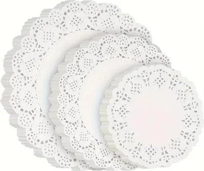 Produktbild von 150 Stück Rund Papierdeckchen, spitzenpapier, Runde Tortenspitze Papier Tischsets für Hochzeit, Geburtstag, Kuchen, Desserts, Bierdeckel Pappe, Tortenunterlage Rund