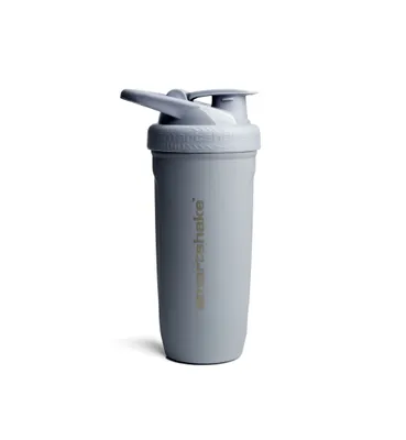 A grey SmartShake shaker bottle is shown against a white background.