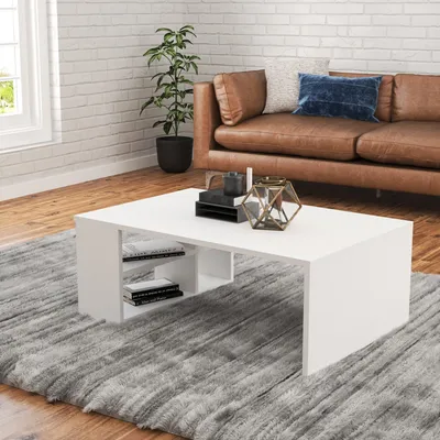 Immagine prodotto di Skye Decor, Defne - White, tavolino da caffè, bianco, 100 % MELAMIN COATED SLIPBOARD, 90 x 60 x 33,6 cm
